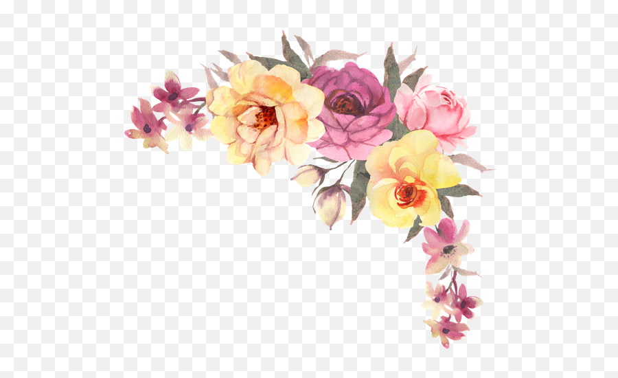 Transparent Watercolor Flowers Png - Watercolor Flower Corner Transparent Background Emoji,Watercolor Flowers Png