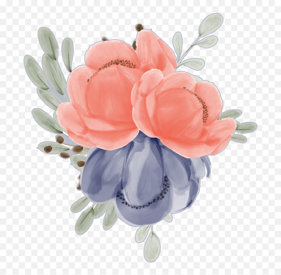 Peony In Watercolour Flower Wall Sticker - Tenstickers Emoji,Peonies Clipart