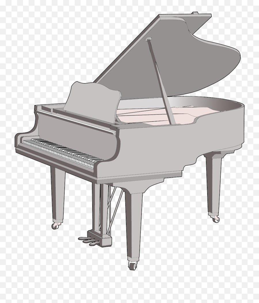 Grand Piano - Gray Piano Transparent Clipart Full Size Grand Piano Sizes Emoji,Piano Clipart