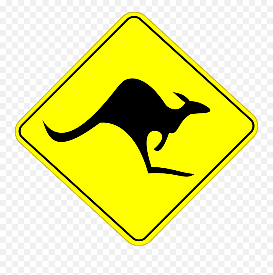 Road Sign Clipart - Australia Kangaroo Sign Emoji,Road Clipart