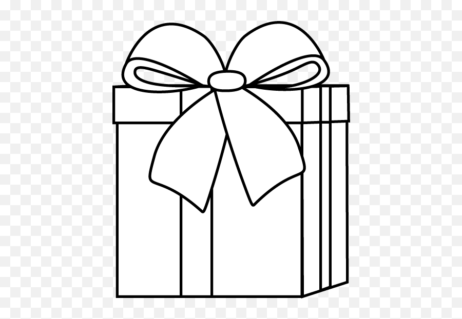 Clip Art Black And White Black And White Christmas Gift - Present Clip Art Black And White Emoji,Gift Clipart