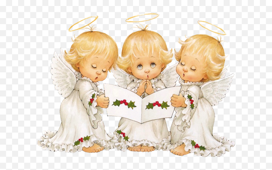 Cute Angels Carolers Christmas Free Clipart Christmas - Cute Angel Transparent Png Emoji,Angels Clipart