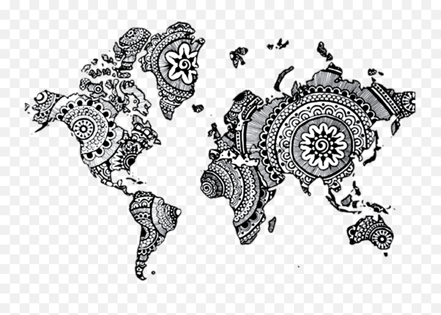 World Mandala Drawing Henna Map - Mandalas World Emoji,Mandala Clipart