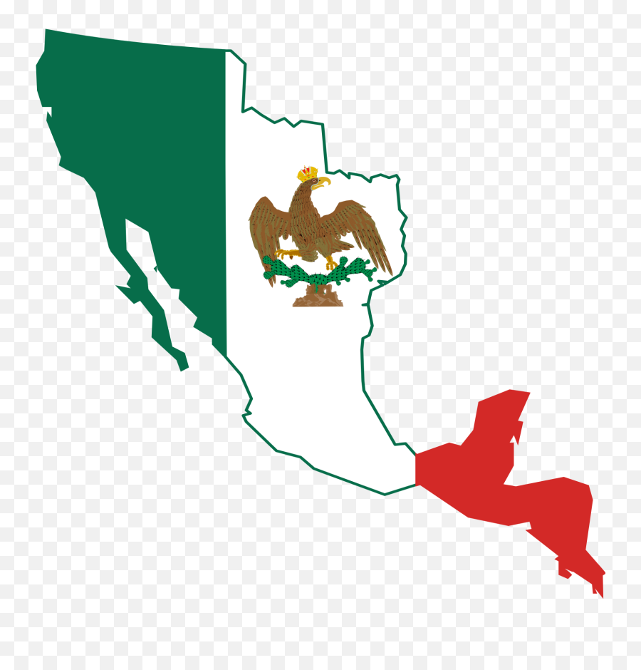 Download Hd Flag Map Of The First Mexican Empire - First Mexico Flag Map Png Emoji,Mexico Flag Png