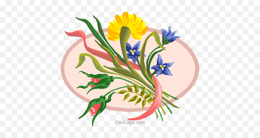 Wildflower Bouquet Royalty Free Vector Clip Art Illustration - Gentian Emoji,Wildflower Clipart
