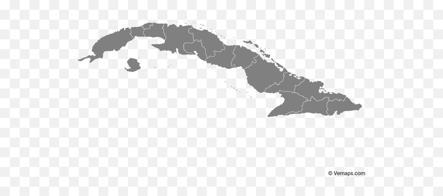 Grey Map Of Cuba With Provinces - Cuba Map Aesthetic Emoji,Cuba Flag Png