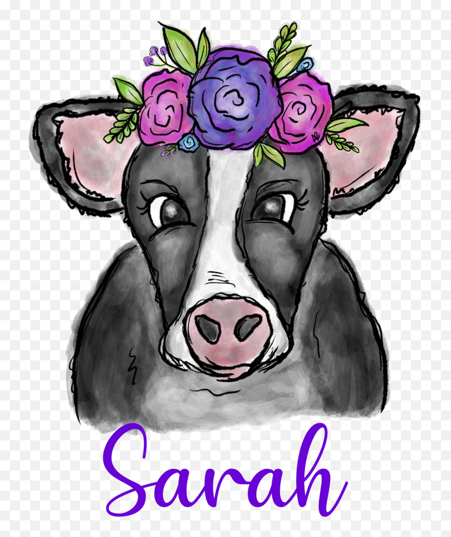 Cow With Flower Crown Printed Shirt Stitch Nola Emoji,Flower Crown Clipart