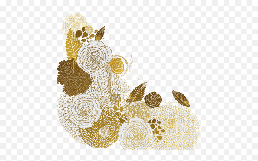 Floral Motif Bb2 Corner Border Gold Flowers - Picmix Emoji,Gold Flowers Png