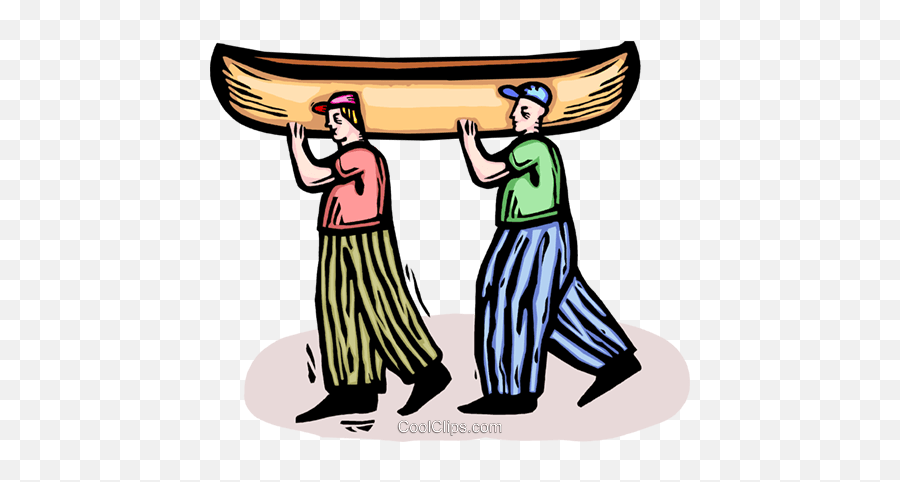 Two People Carrying A Canoe Royalty Free Vector Clip Art - People Carrying A Canoe Art Emoji,Canoe Clipart