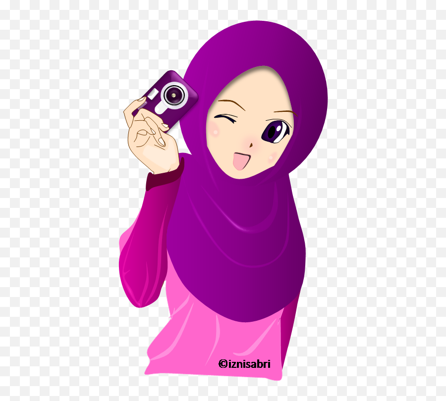 Islam Drawing Head Scarf - Muslim Anime Holding Camera Emoji,Anime Head Png