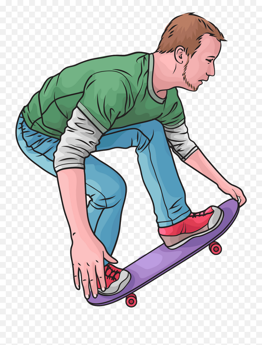 Free Skateboarding Cliparts Download - Skateboarding Sports Clip Art Emoji,Skateboard Clipart