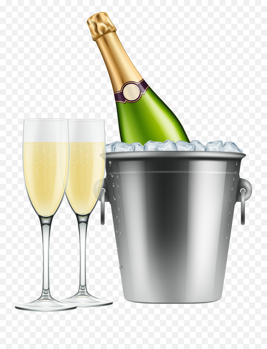 Champagne In Ice And Glasses Clip Art - Champagne Clipart Emoji,Champagne Clipart