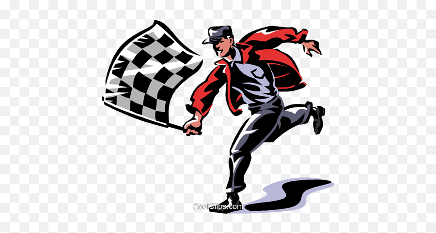 Man With A Checkered Flag Royalty Free - Chequered Flag Waving Clipart Emoji,Racing Flag Clipart
