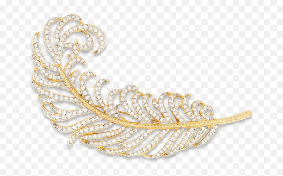 Gold And Rhinestone Feather Pin U2013 Kennethjaylanecom Emoji,Gold Feather Png