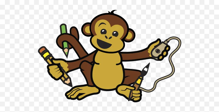 Download Hd Pencils Clipart Monkey - Monkey Holding A Pencil Design Monkey Emoji,Pencils Clipart