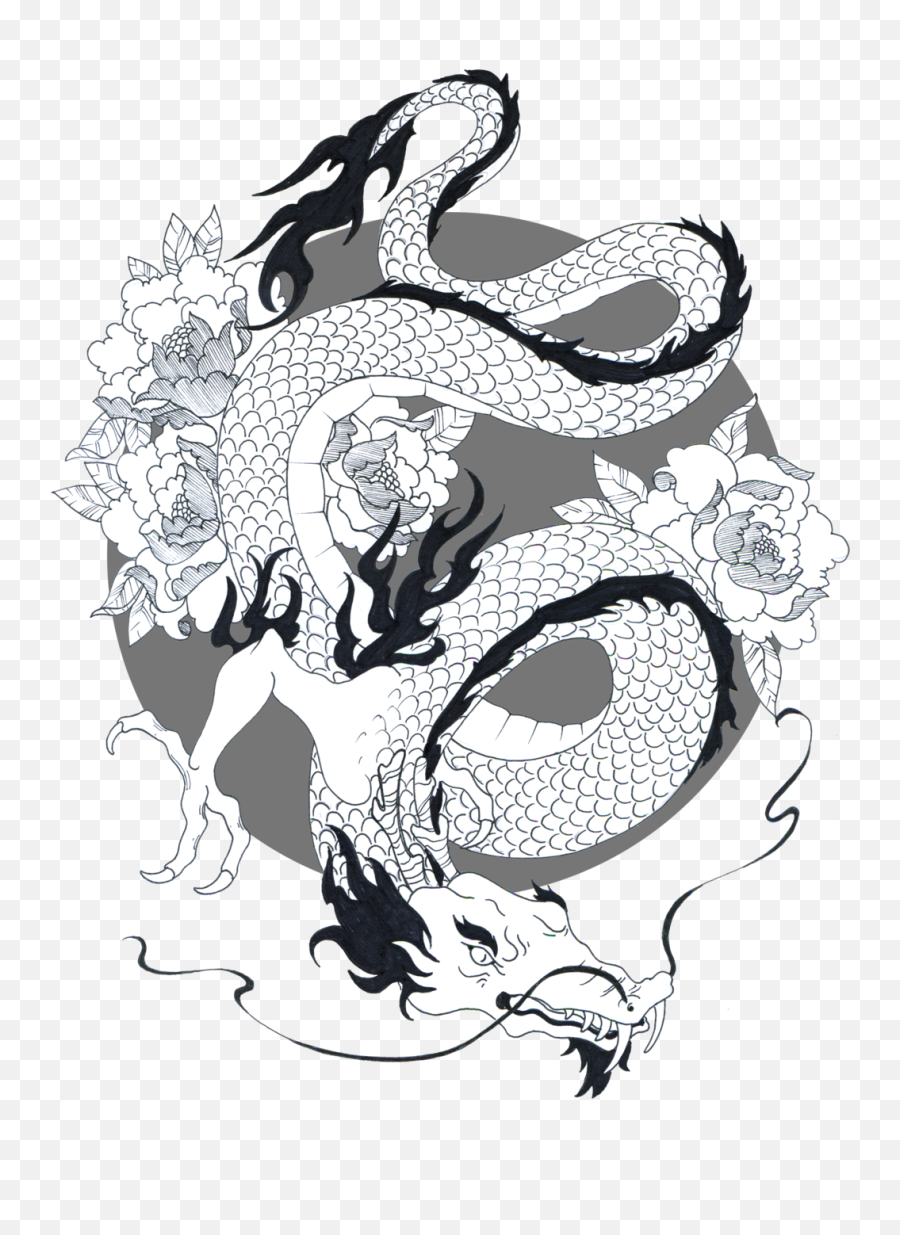 Download Hd Clipart Resolution 10241339 - Japanese Dragon Logo Black And White Chinese Dragon Emoji,Dragon Tattoo Png