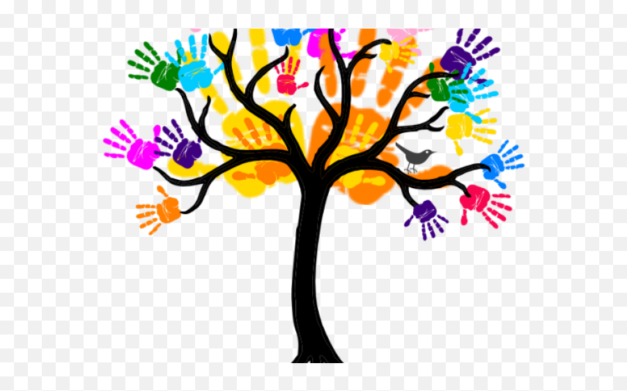 Handprint Clipart Friendship Tree - Bare Tree With Roots Emoji,Bare Tree Clipart