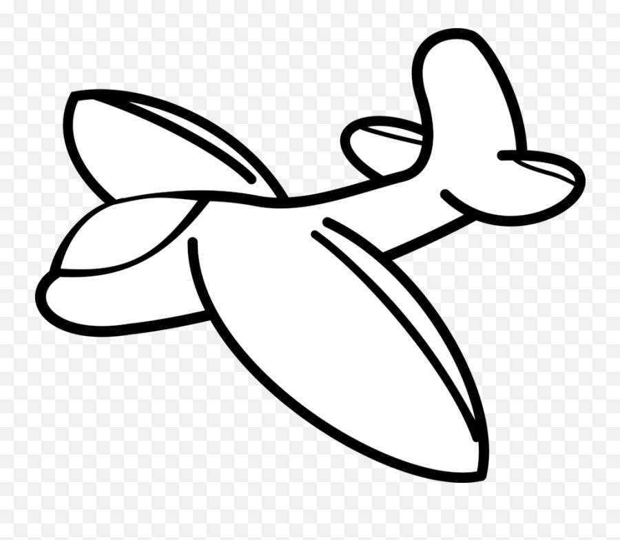 Airplane Cartoon Drawing Glider Black And White - Cartoon Cartoon Glider Emoji,Airplane Clipart Black And White