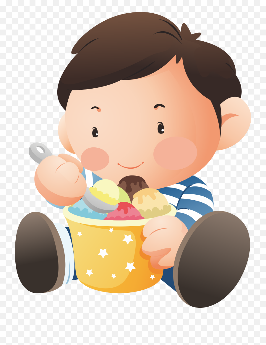 Ice Cream Chocolate Cake Child Eating - Baby With Icecream Emoji,Kid Eating Clipart