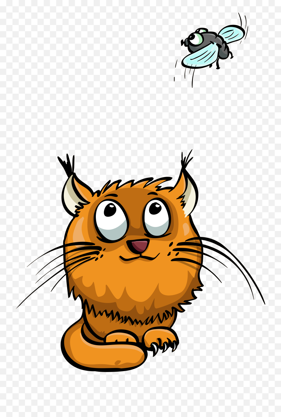 Animated Ginger Cat Hunting The Fly - Cat And Fly Cartoon Emoji,Hunting Cliparts