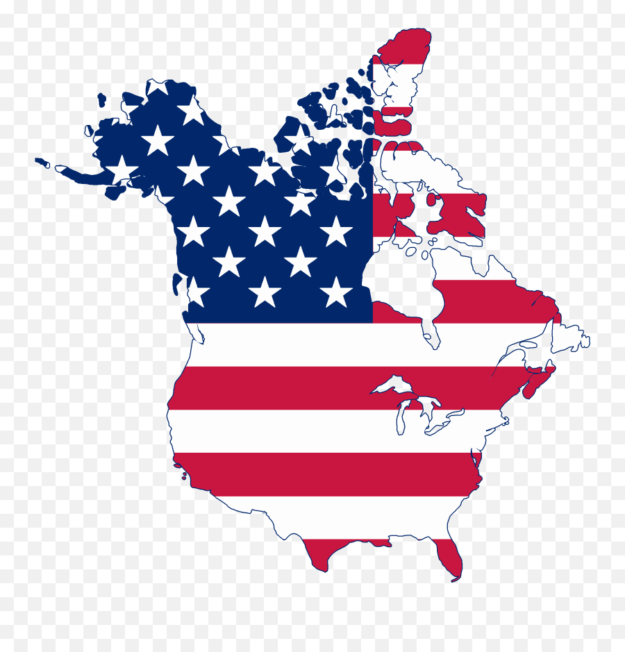 Flag Map Of Canada And United States - Usa And Canada United Usa Canada Flag Map Emoji,United States Map Clipart