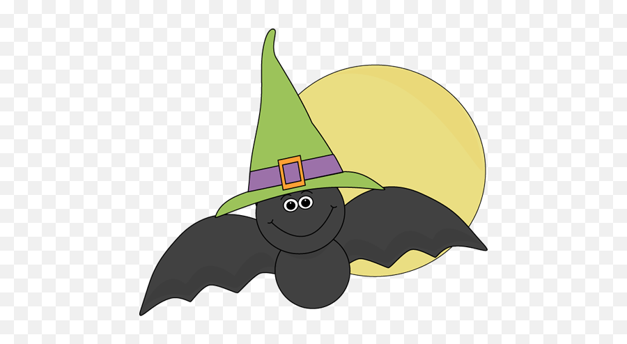 Halloween Bat And Full Moon Clip Art - Halloween Bat And Halloween Bat Clipart Emoji,Moon Clipart