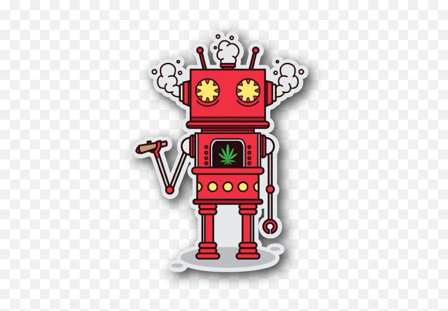 Download Robot With Marijuana Leaf Vinyl Sticker - Marijuana Dot Emoji,Robot Png