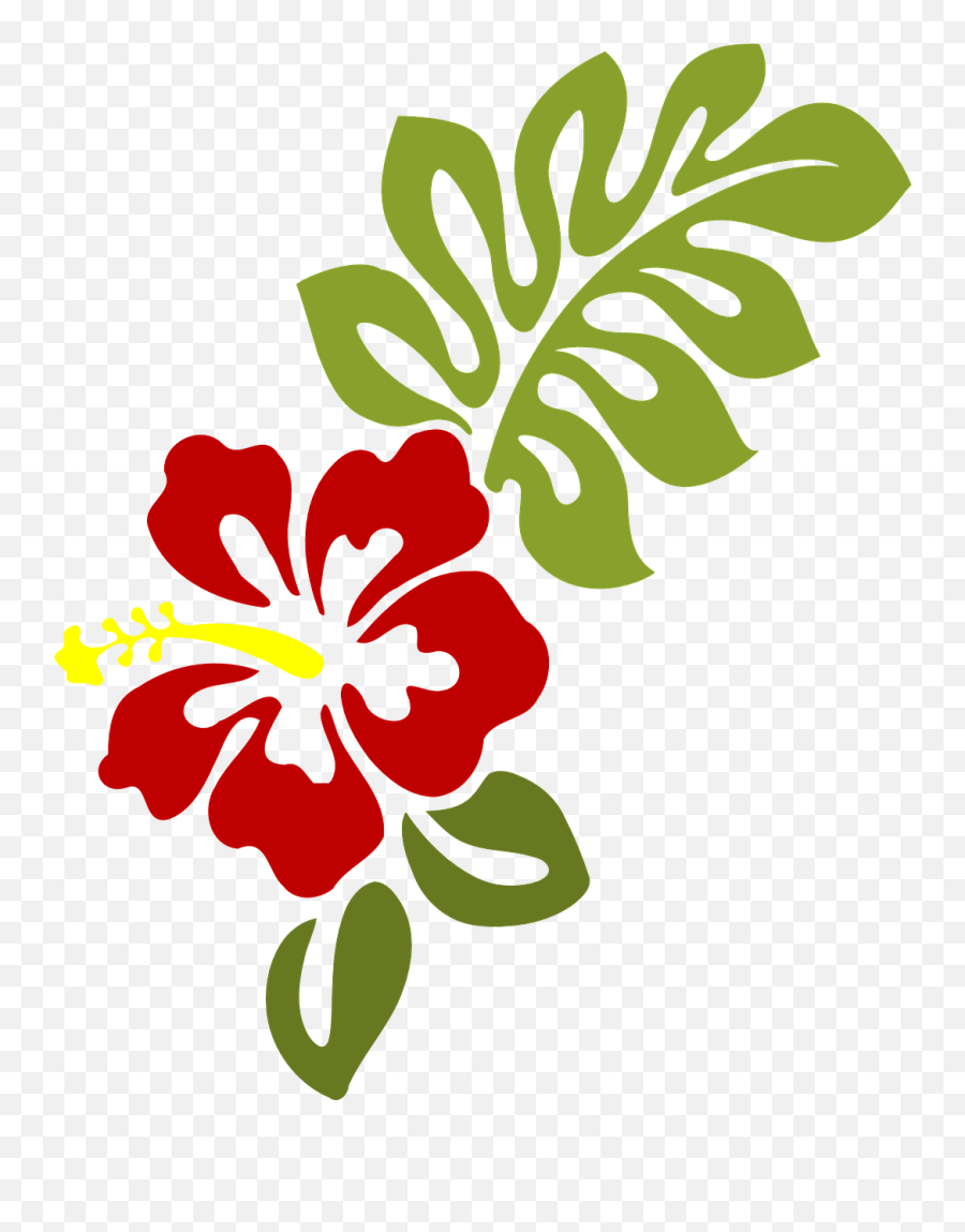 Hibiscus Clip Art - Flores Y Hojas Hawaianas Emoji,Coral Clipart