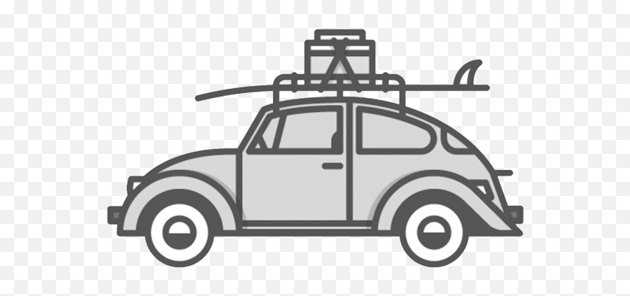 Beach Vintage Car - Beach Car Clipart Black And White Emoji,Car Transparent Background