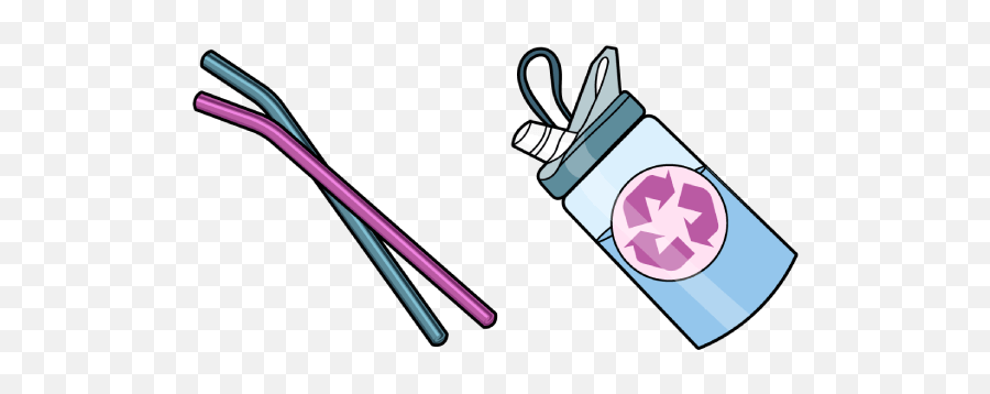 Vsco Girl Metal Straws And Recycle Bottle Cursor U2013 Custom Cursor - Metal Straw Clipart Png Emoji,Straw Clipart