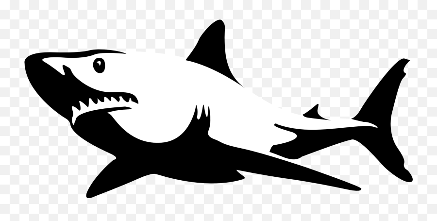 White Drawing Of The Shark Clipart - Shark Stencils Emoji,Shark Clipart Black And White