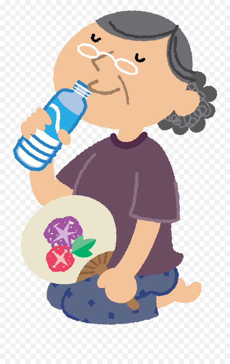 Grandmother Is Drinking Water Clipart - Drinking Water Clipart Emoji,Drinking Water Clipart