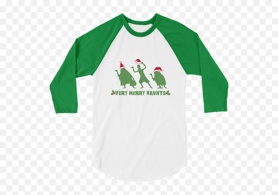 Very Merry Haunts Haunted Mansion Christmas 34 Sleeve Raglan Shirt - Praise The Sun Shirt Emoji,Haunted Mansion Logo