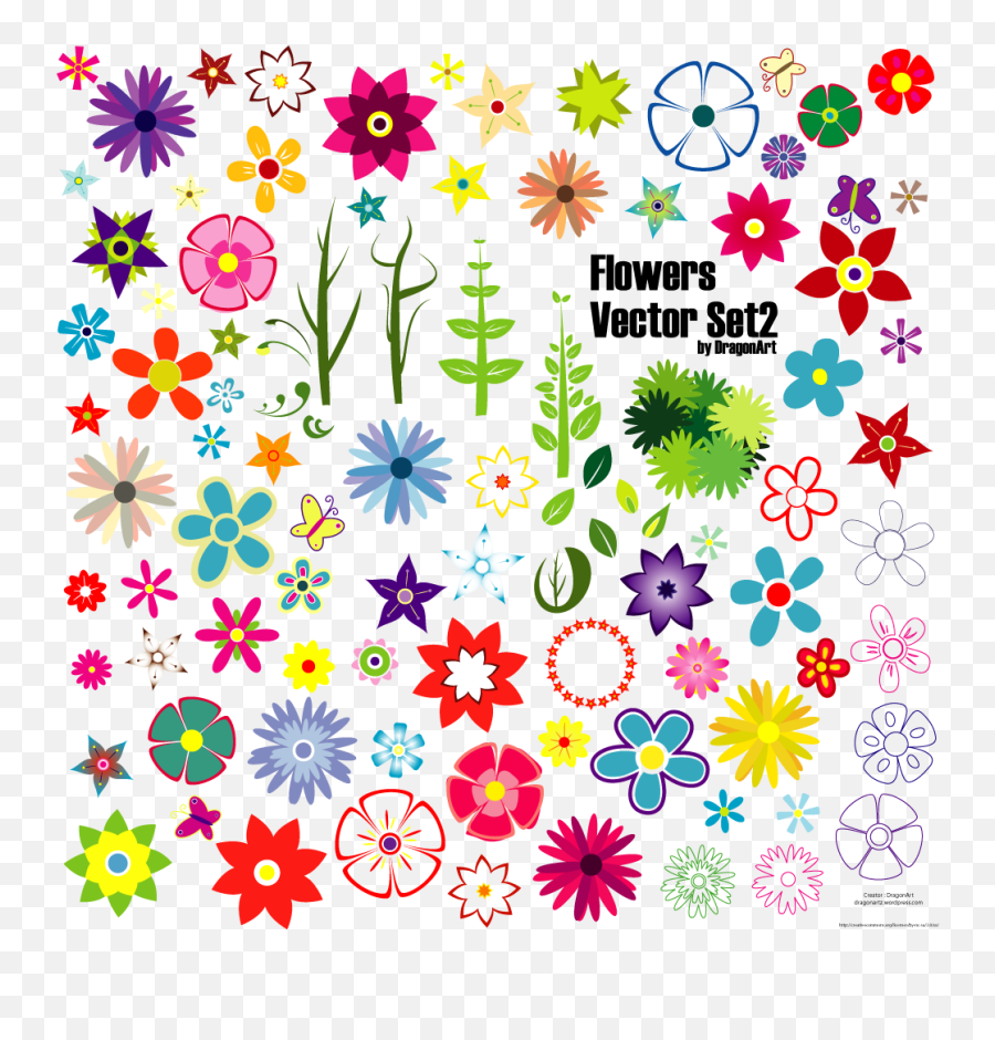 Flowers Vector Png - Flowers Vector Set 2 Free Download Emoji,Flower Vector Png