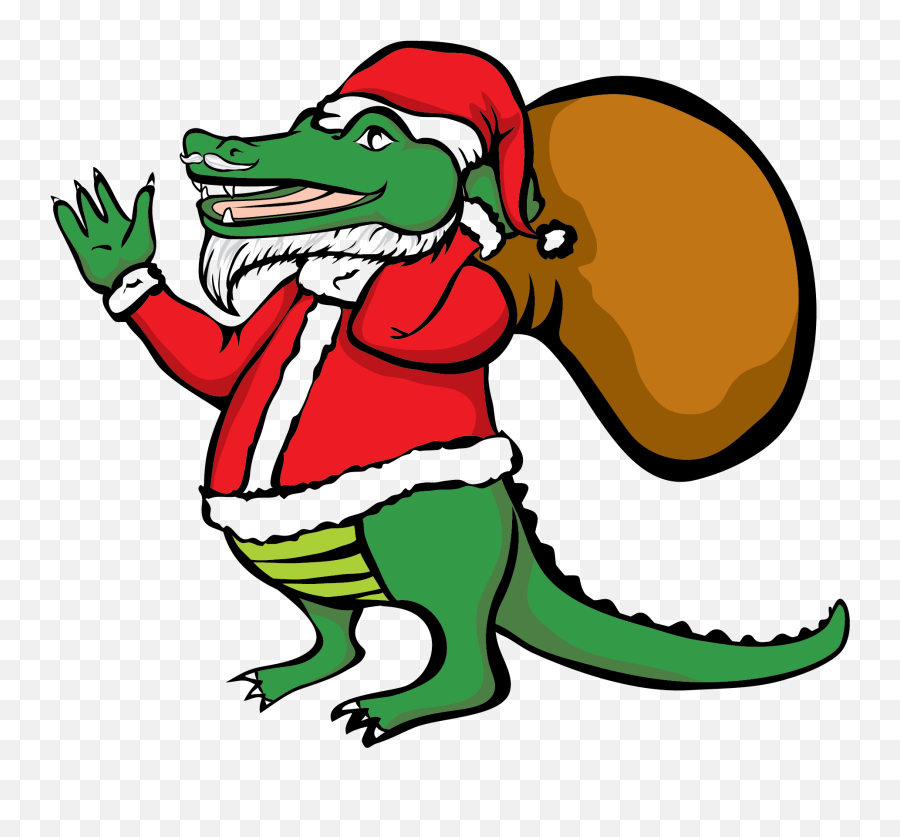 Santa Claus Gator Illustrated - Mardi Gras Santa Clipart Emoji,Gator Clipart