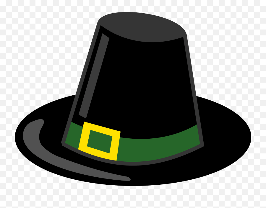 Pilgrim Hat With Green Band And Gold Buckle Clipart Free Emoji,Leprechaun Hat Clipart Black And White