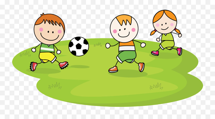 Children Playing Football Clipart - Play Football Cartoon Png Emoji,Kids Playing Clipart
