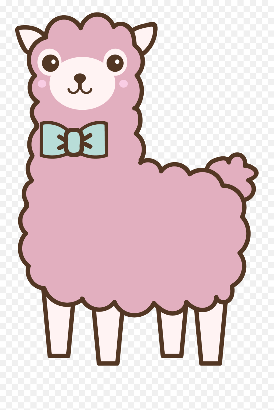 Pink Llama With A Bowtie Clipart Free Download Transparent - Dibujo De Llama Fácil Emoji,Llama Clipart