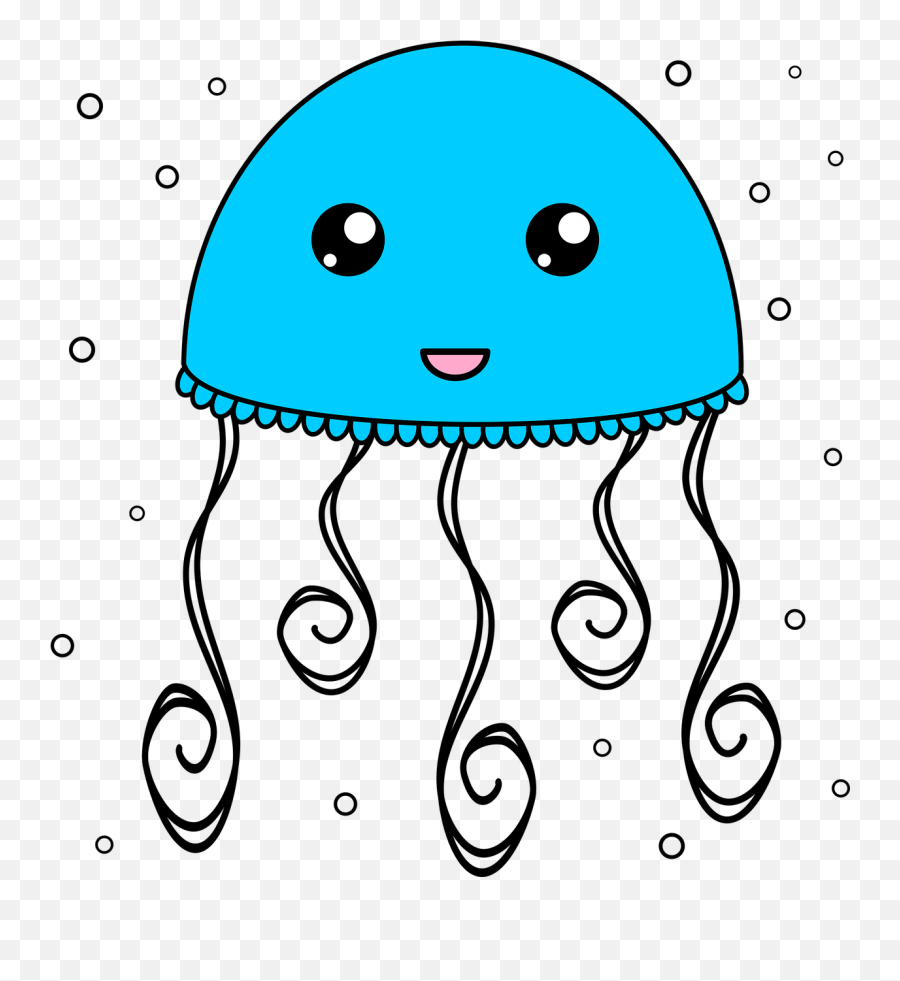 Jellyfish Kawaii Cute - Free Vector Graphic On Pixabay Cara Menggambar Hewan Ubur Ubur Emoji,Jellyfish Transparent Background