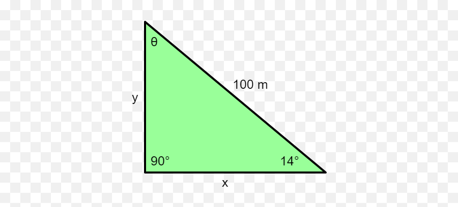Solve A Right Triangle With An Acute Angle Of 14circ And A - Right Triangle 100 Degrees Emoji,Right Triangle Png
