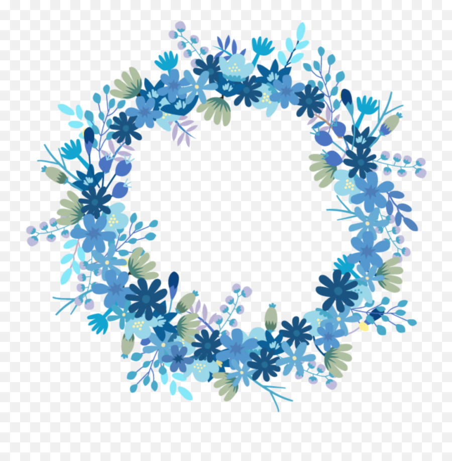 Blue Floral Wreath Png Clipart - Blue Flower Circle Background Emoji,Blue Circle Png