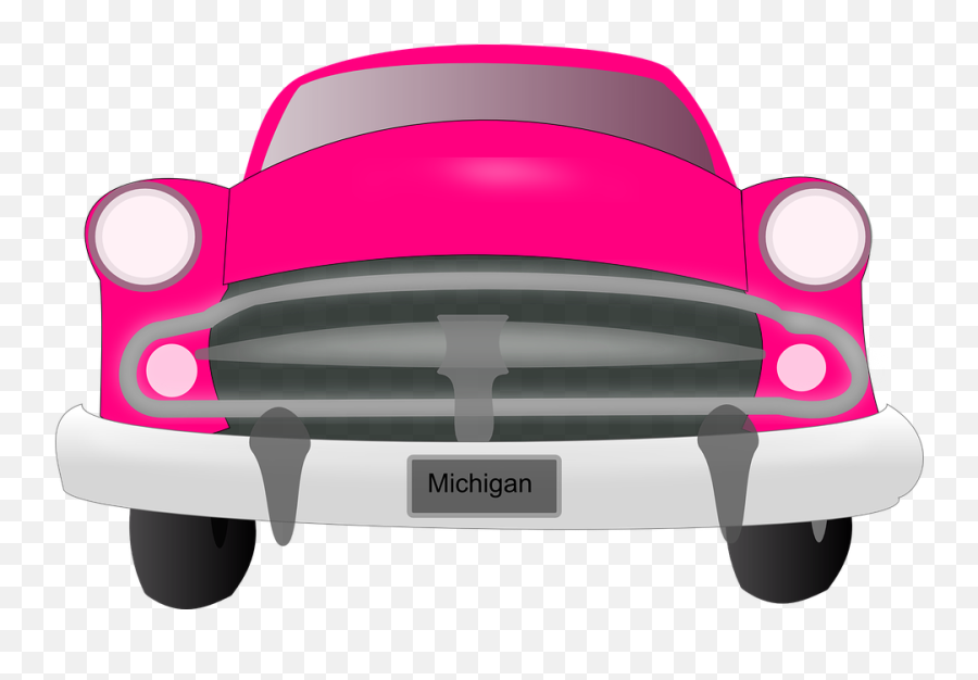 American Car Classic - Pink Car Front Cartoon Emoji,Vintage Car Clipart