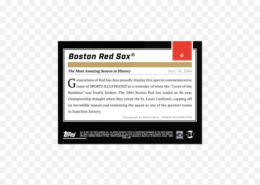 2021 Topps X Sports Illustrated - Boston Red Sox 6 2004 Cover Presa Emoji,Boston Red Sox Png