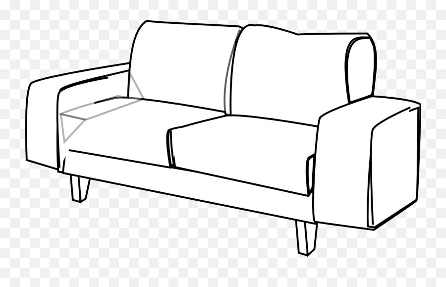 Furniture Clipart Black And White - Sofa Black And White Drawing Emoji,Couch Clipart