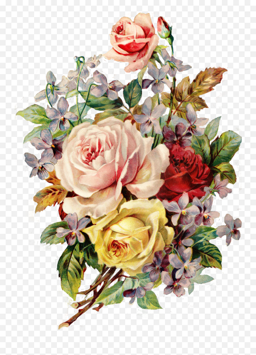 Bouquet Flowers Transparent Background - Vintage Transparent Flower Png Emoji,Flower Png