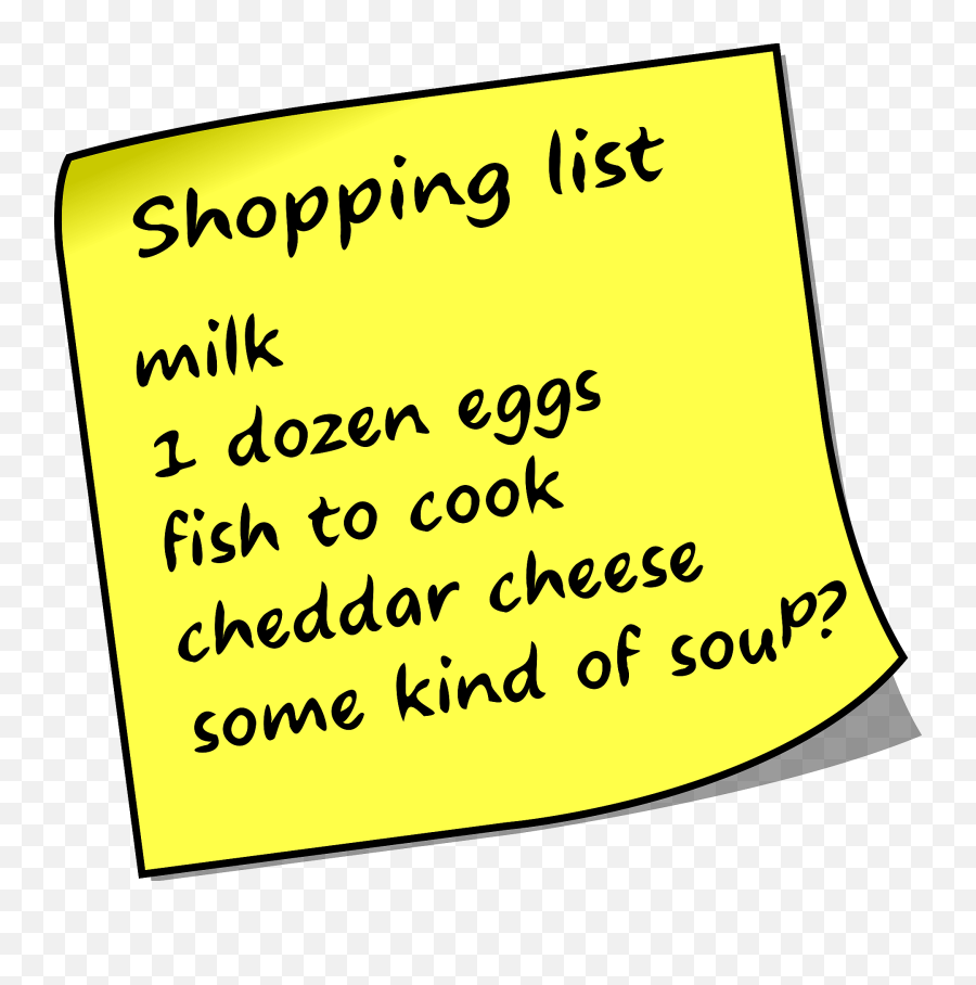 Sticky Note With Shopping List Clipart - Shopping List On A Sticky Note Emoji,List Clipart