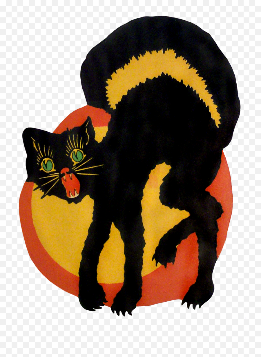 Vintage Halloween Cat Clipart Png - Vintage Halloween Black Cat Png Emoji,Cat Clipart