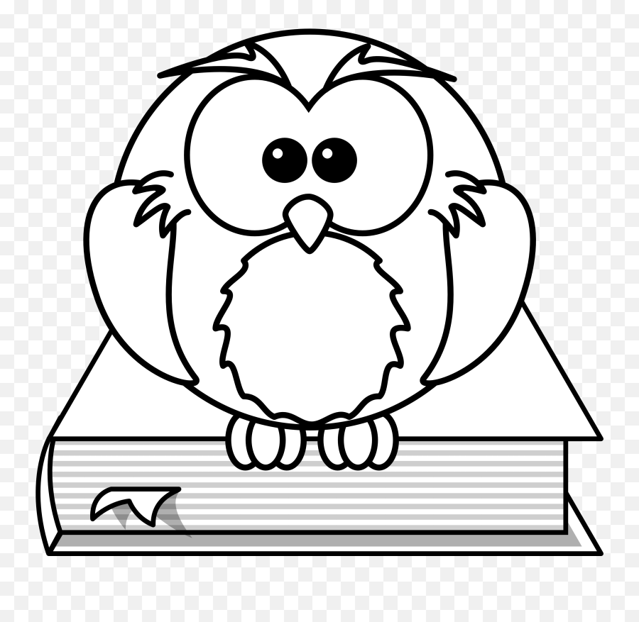 Free Black And White Cartoon Book - Black And White School Owl Clipart Emoji,Book Clipart Black And White