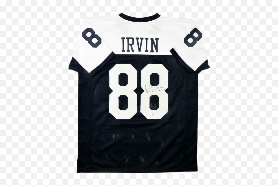 Michael Irvin Dallas Cowboys Signed White And Blue Pro Style Jersey Bas Coa Emoji,Dallas Cowboys Logo Black And White