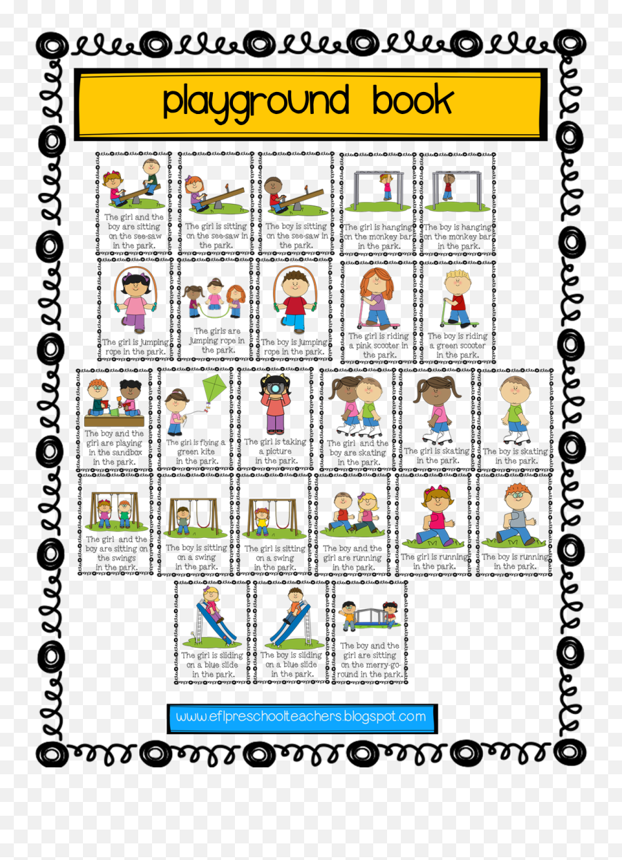 Efl Elementary Teachers Playground Recess Park Verbs For Emoji,Verb Clipart